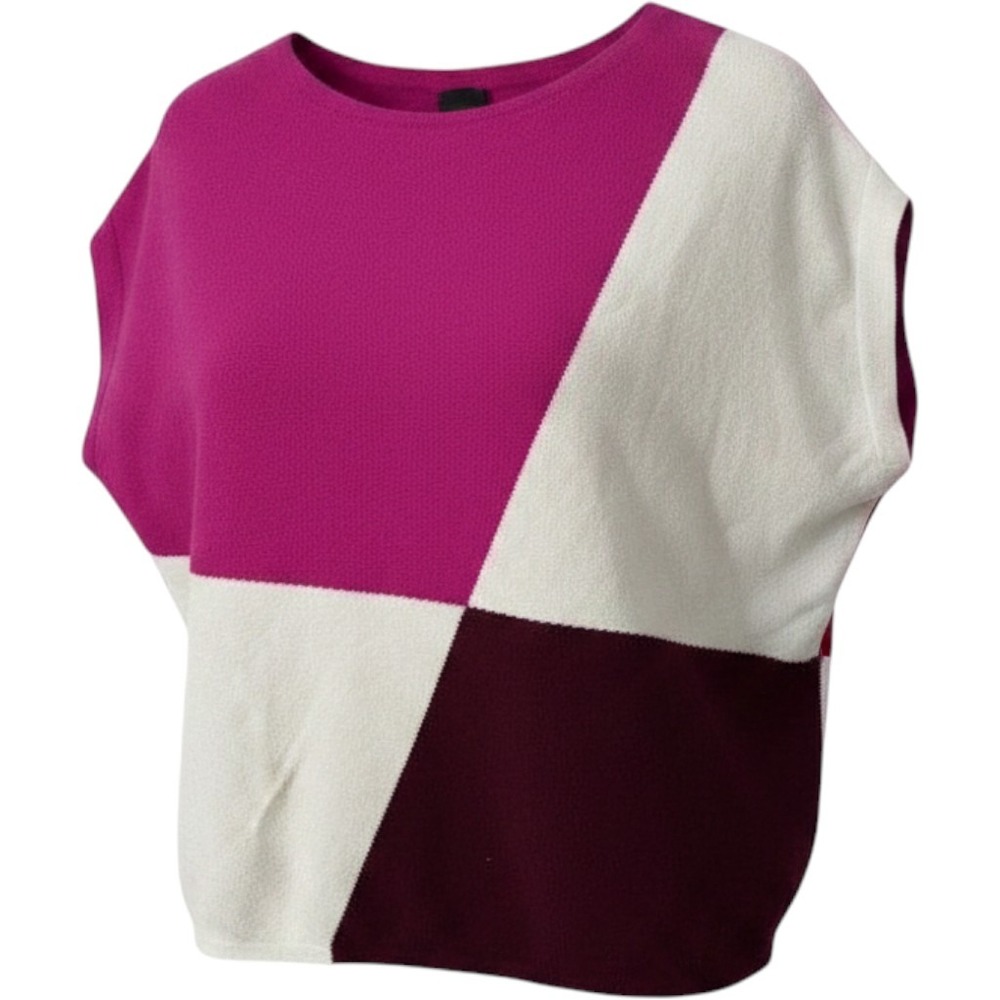 Aaeda Colorblock Sweater Magenta White Burgundy Classy Super Soft